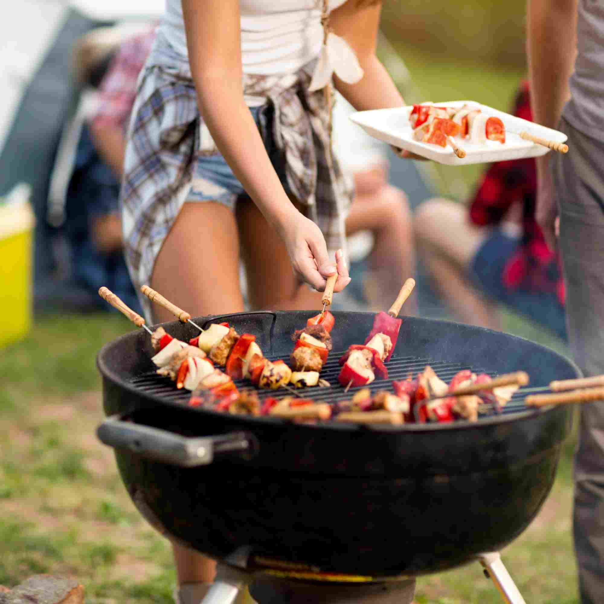 Close up grilling barbecue in campground